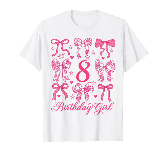 Cute It's My 8 Bday Coquette Bow 8th Birthday Girls T-Shirt