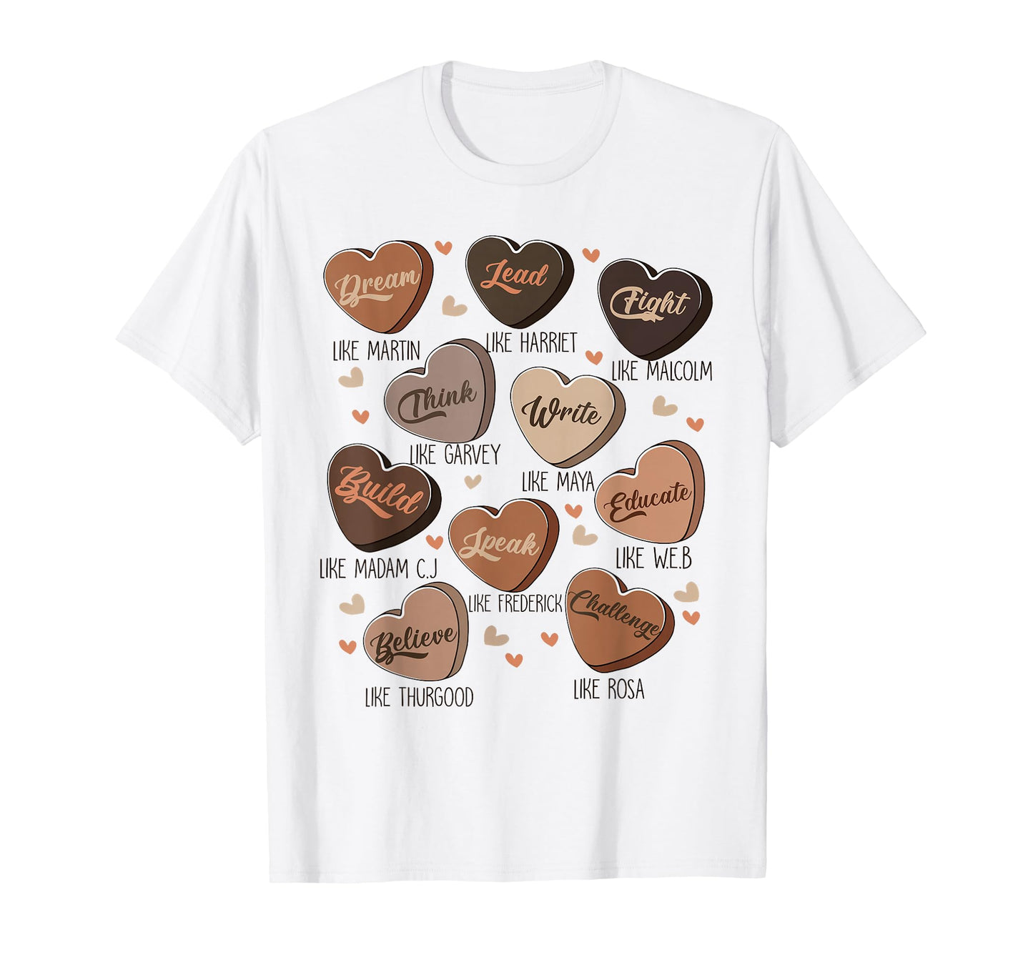 Celebrating Black History with Educated Leader Hearts T-Shirt