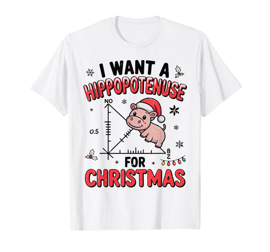 Hippopotamus Math Christmas Pajamas Boy Men Funny Math Hippo T-Shirt