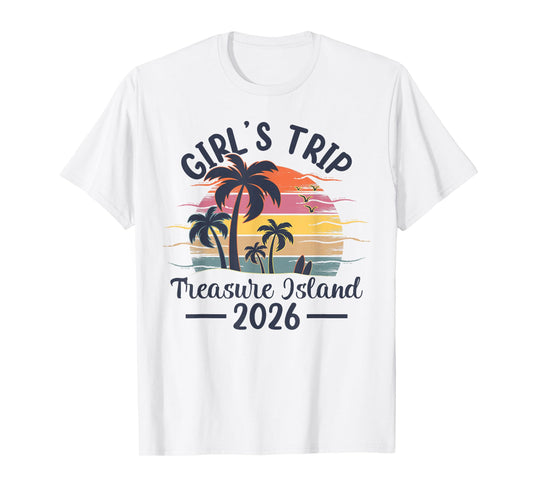 Treasure Island Girls Trip 2026 Vintage Sunset Summer Vibes T-Shirt