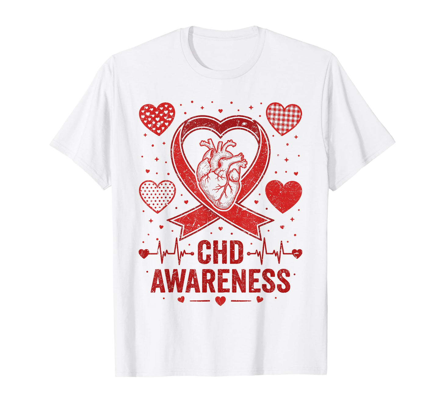 CHD Awareness Wear Red Congenital Heart Defect Ribbon T-Shirt
