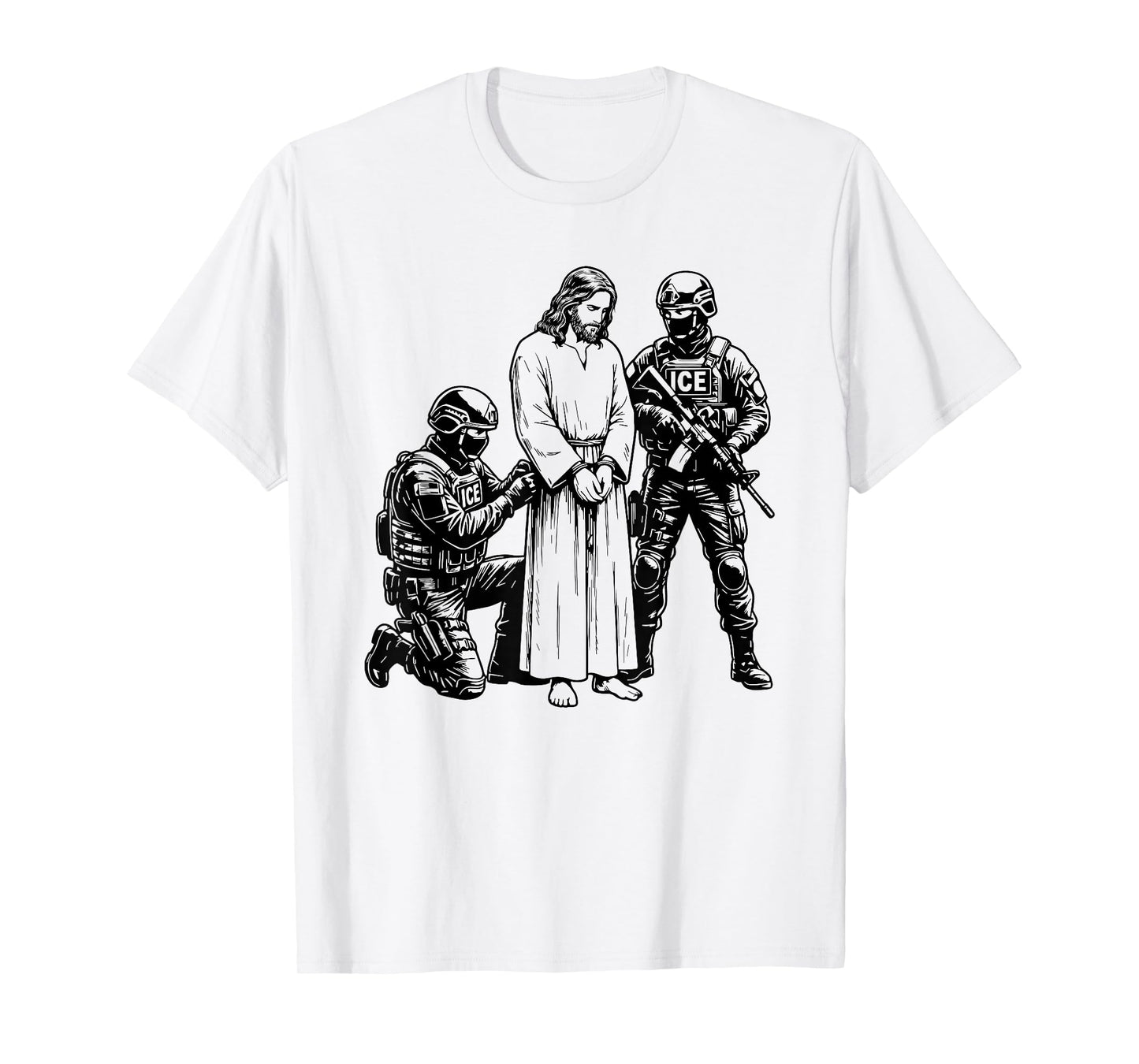Anti ICE Jesus Arrested Parody T-Shirt