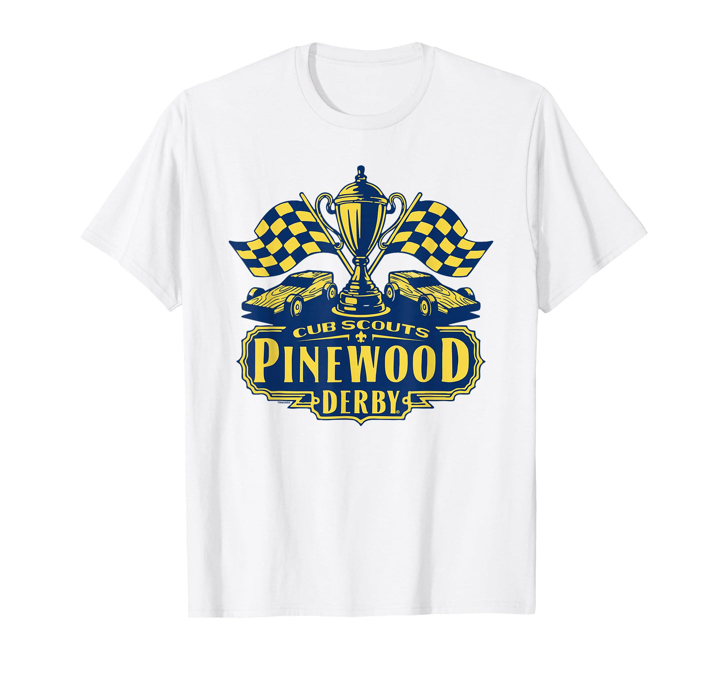 Pinewood Derby Cub Scouts Checkered Flag Racing Trophy Logo T-Shirt