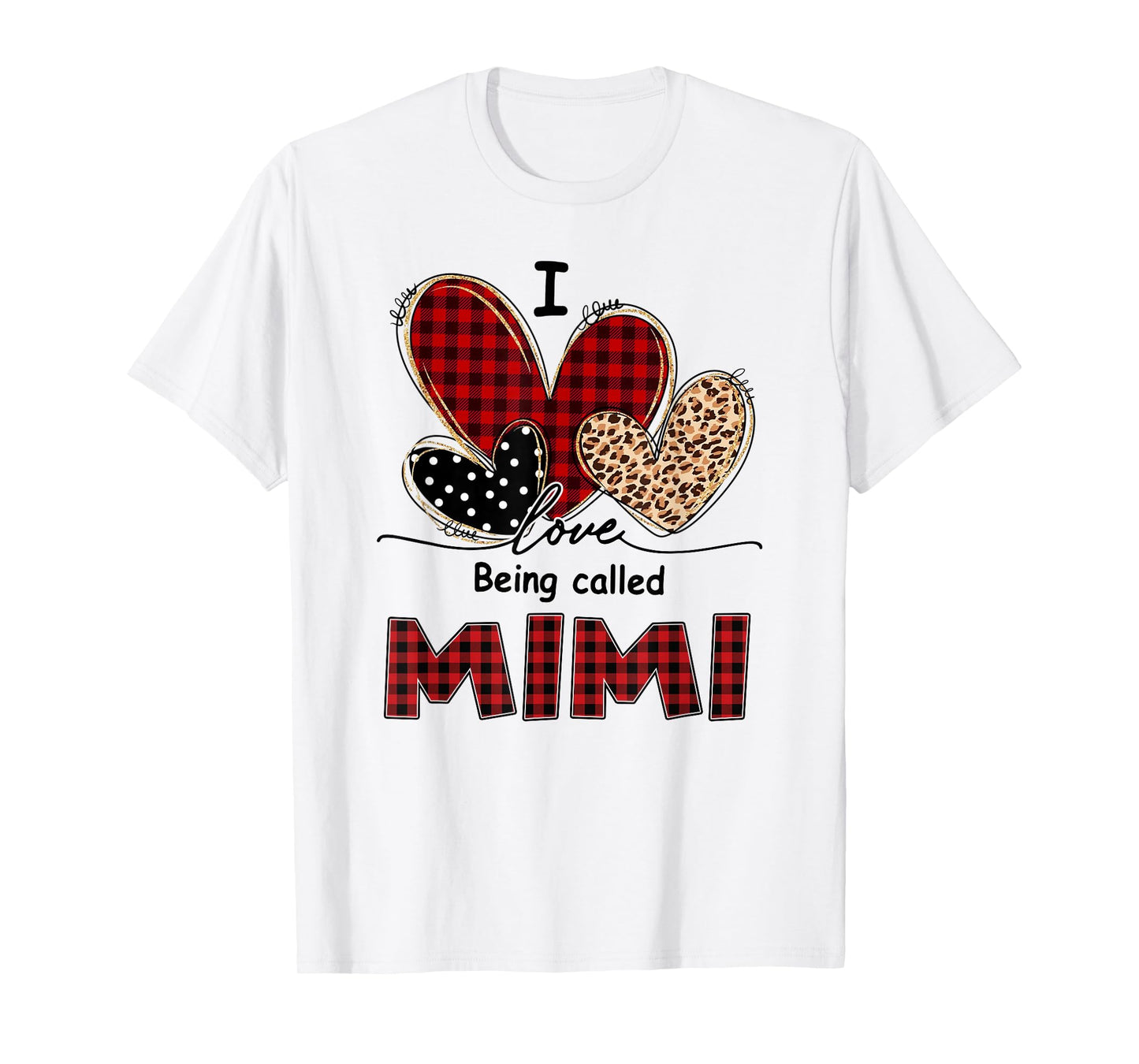 I Love Being Mimi Red Plaid Leopard Christmas Valentine Mimi T-Shirt