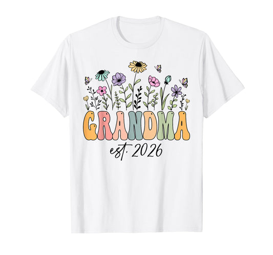 Grandma Est. 2026 Wildflower Promoted to Grandma T-Shirt