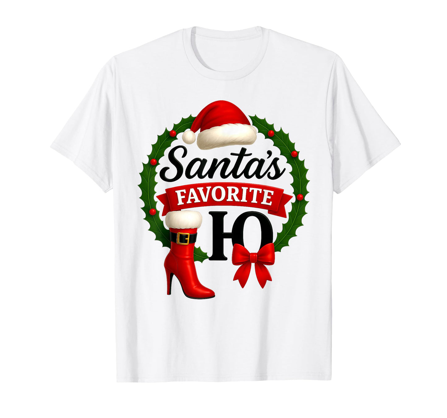 Santa's Favorite HO Christmas Lights Merry Christmas Pajamas T-Shirt