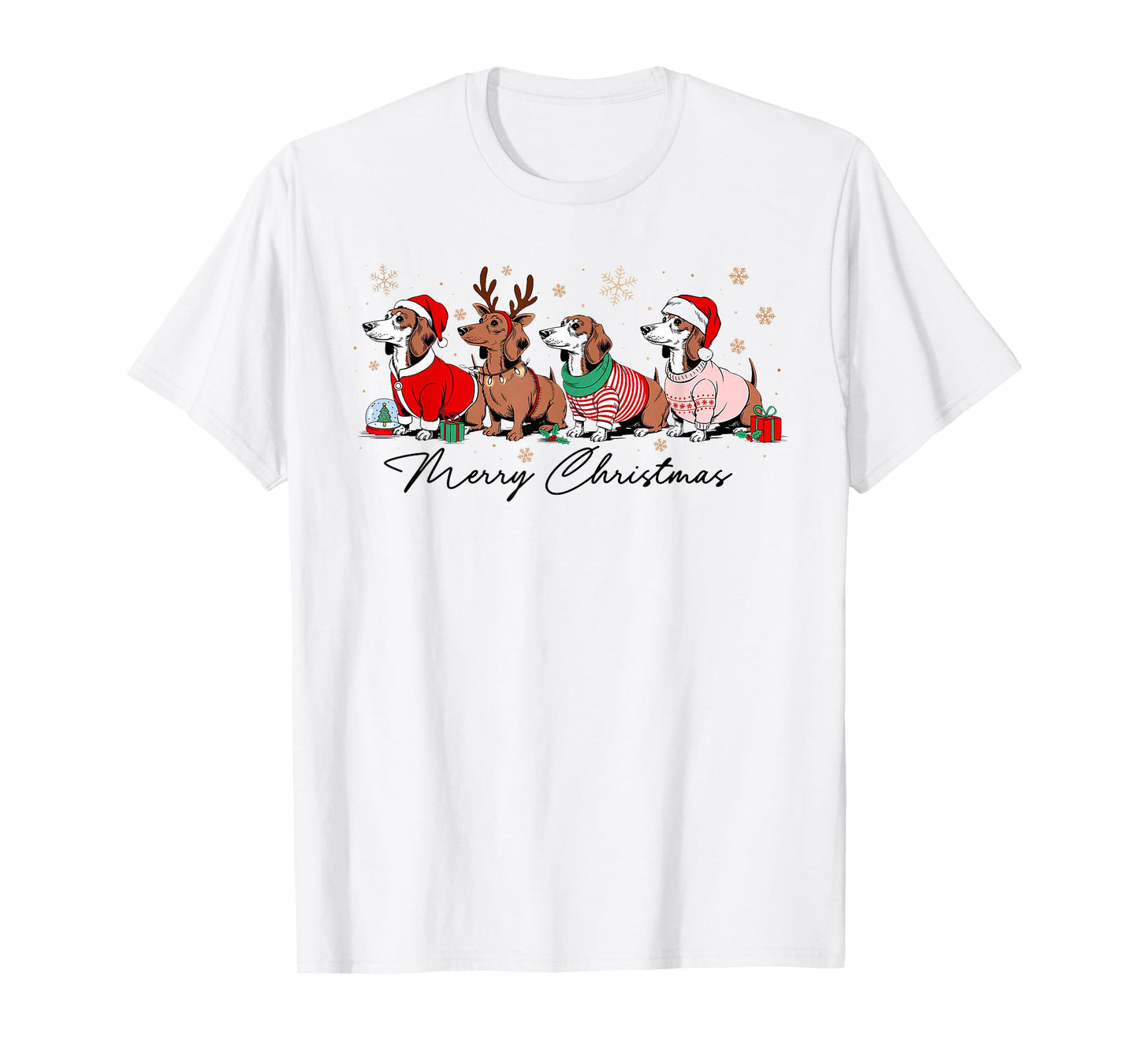 Christmas Funny Weenie Dog Dachshund Cute Merry Xmas Holiday T-Shirt