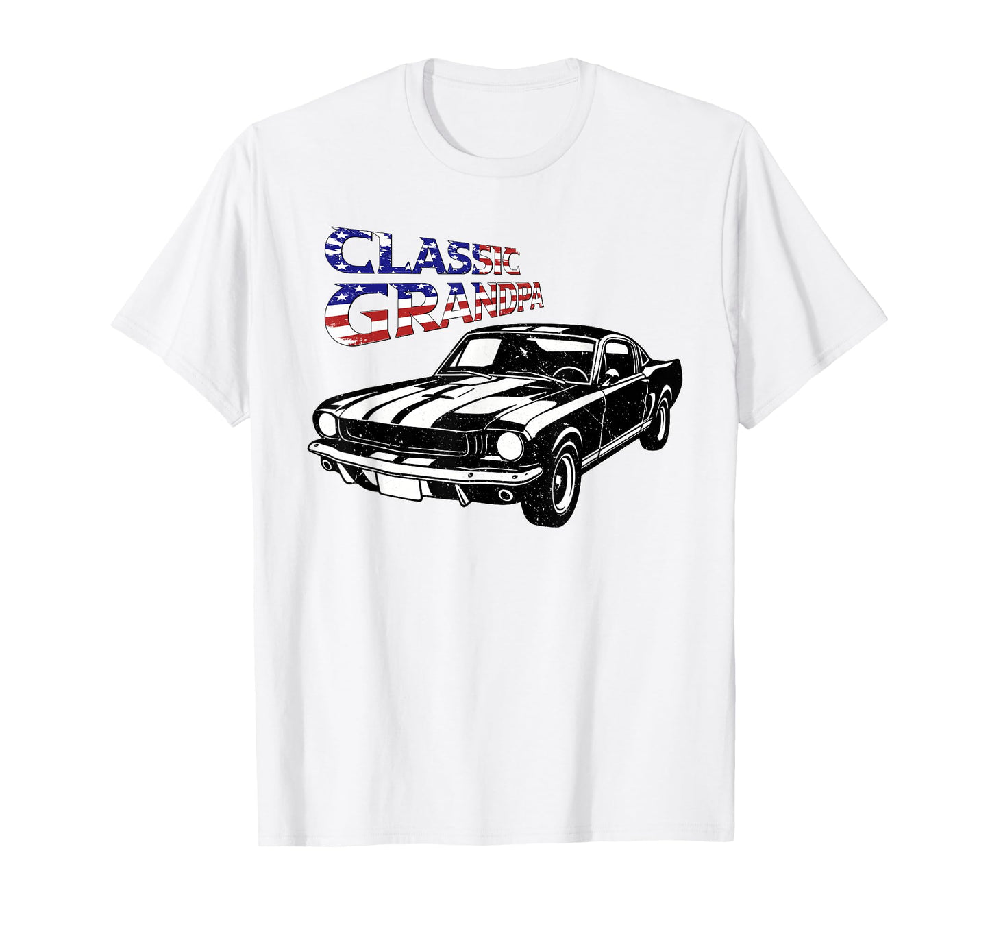 Car Classic Grandpa US Flag Funny Mens Grandfather Dad T-Shirt