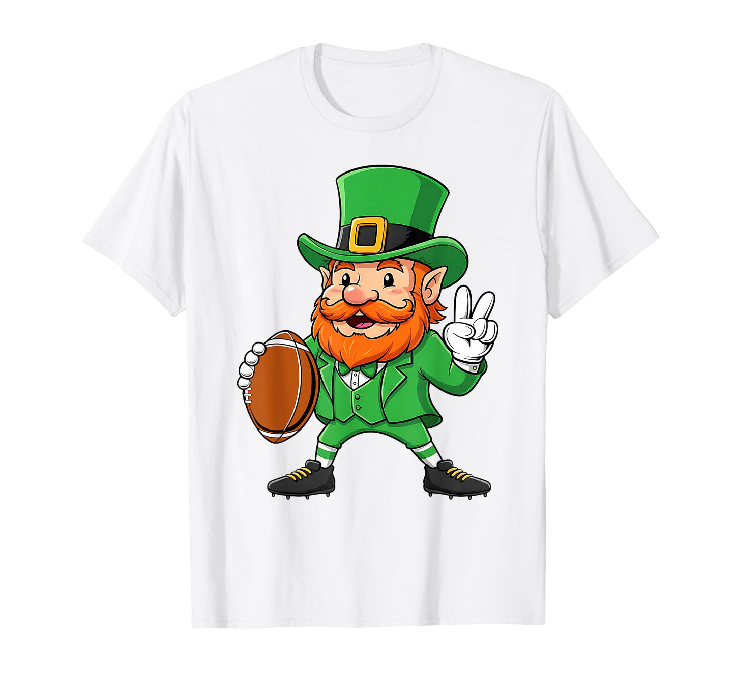 St Patricks Day Football Funny Leprechaun Kids Men Boys T-Shirt