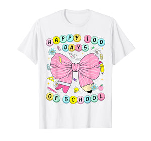 Happy 100 Days of School Girls Coquette 100th Day of School T-Shirt