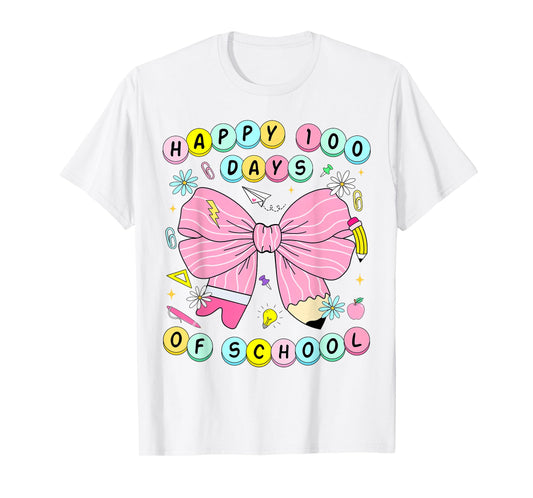 Happy 100 Days of School Girls Coquette 100th Day of School T-Shirt
