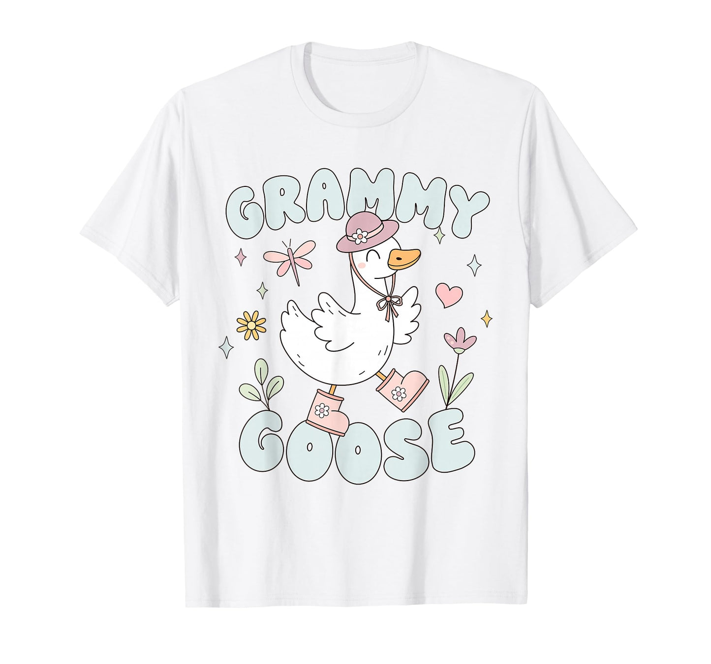 Retro Grammy Goose Cute Silly Goose Grandma Boho Floral T-Shirt