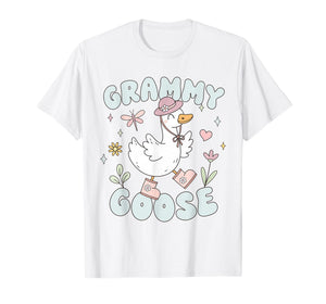 Retro Grammy Goose Cute Silly Goose Grandma Boho Floral T-Shirt