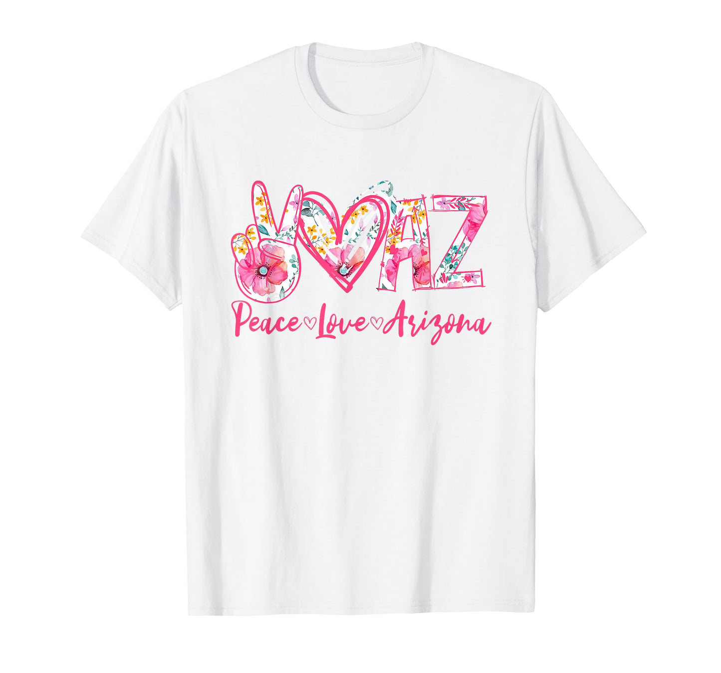 Peace Love Arizona Floral Vintage Arizona Pride State T-Shirt