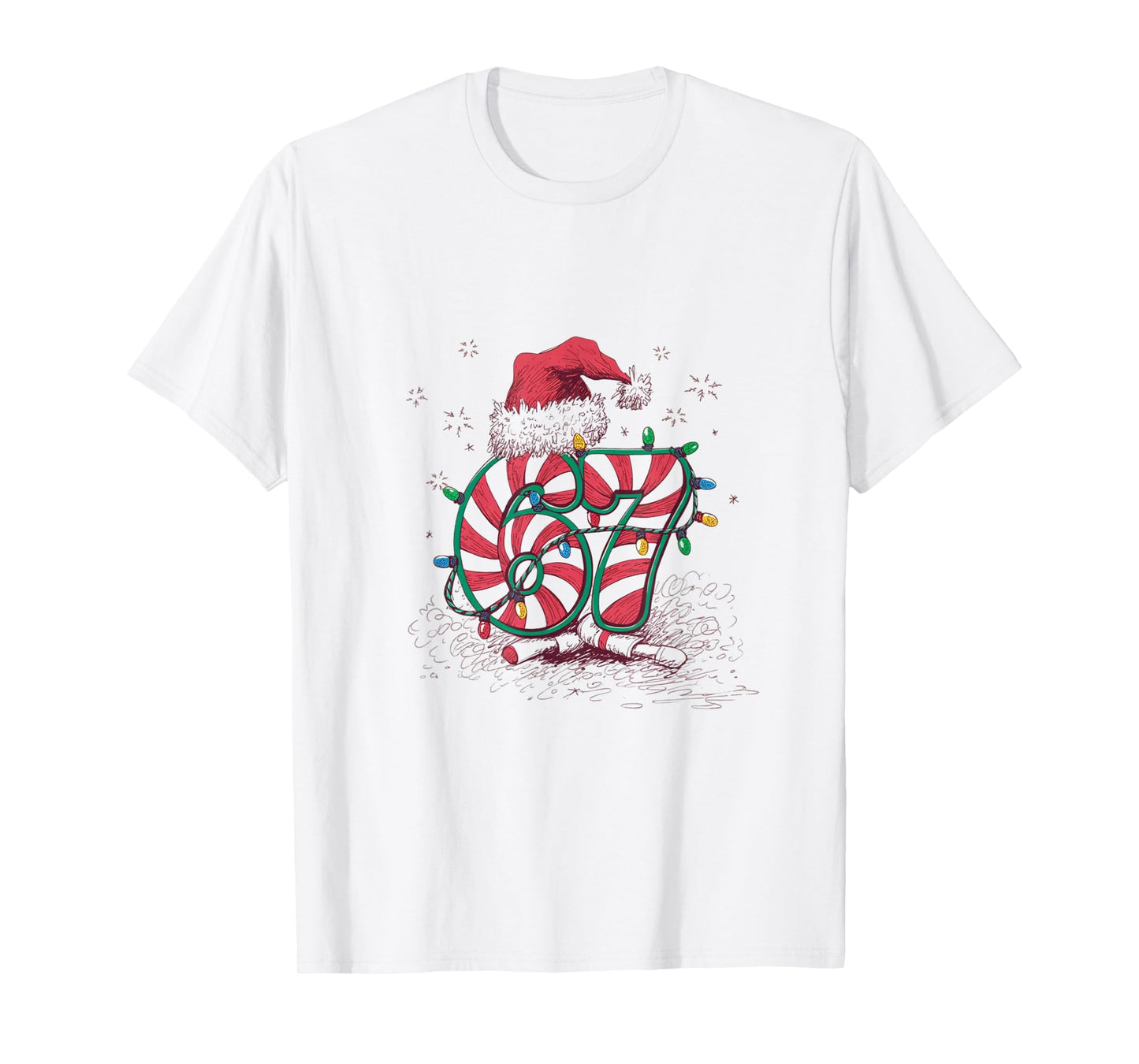 67 Six Seven Novelty Christmas Santa Hat Family Matching T-Shirt