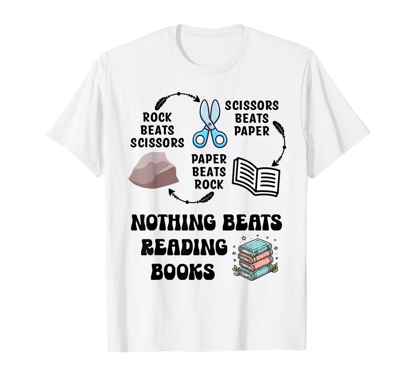 Nothing Beats Reading Rock Paper Scissors Reader Book Lover T-Shirt