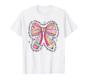 100 Days of School Girls Coquette Bow 100th Day of School T-Shirt