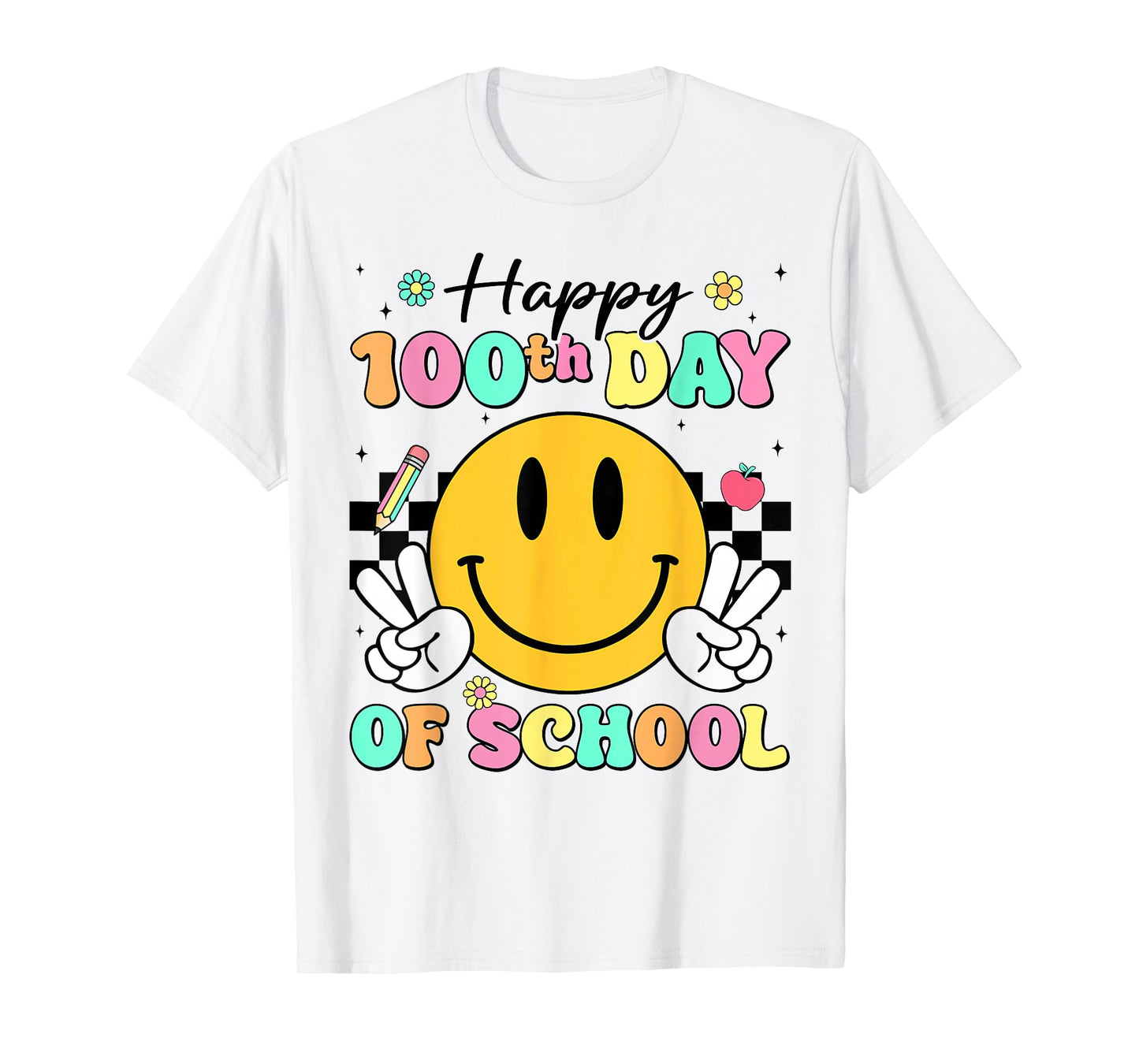 Happy 100th Day of School Cute Smile Face 100 Days of School T-Shirt