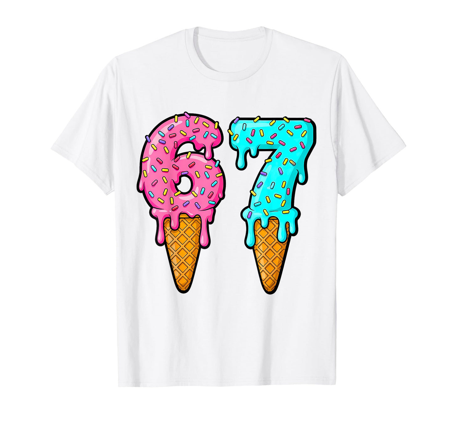 Six Seven Ice Cream Drip Gen Alpha Slang 6 7 Trending Meme T-Shirt