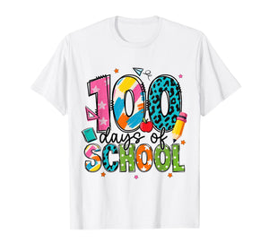 100 Days of School Pencil Teacher Girl Kid 100th Day School T-Shirt
