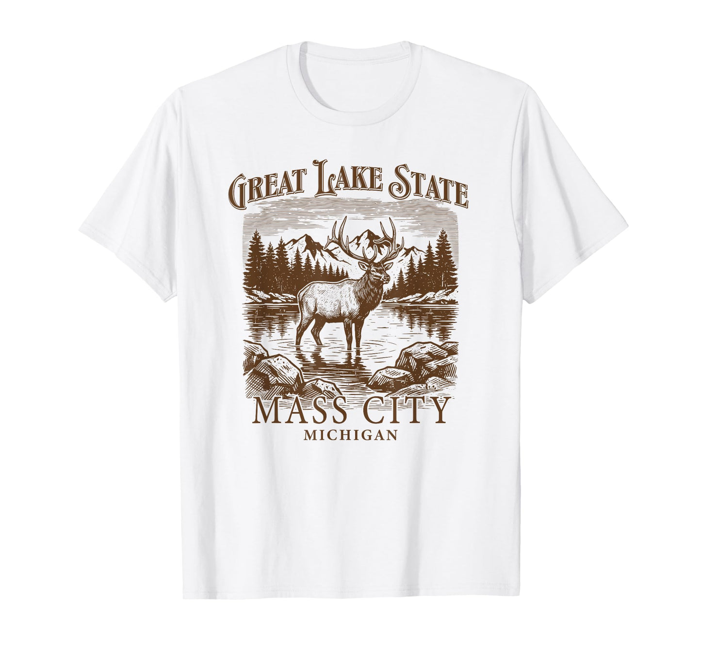 Mass City Michigan Great Lakes State Moose Deer T-Shirt