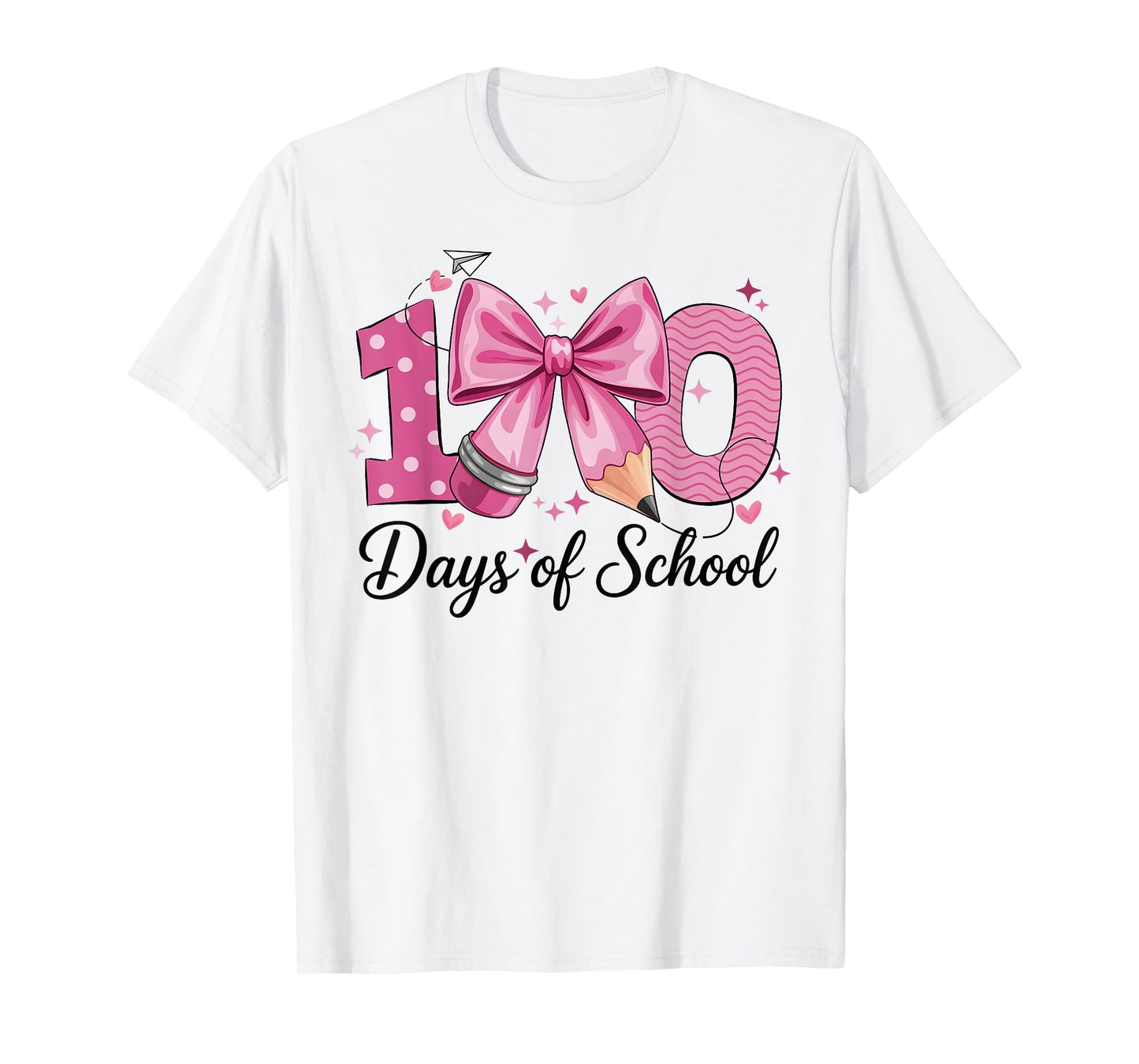 100 Days of School Coquette Bow 100th Day of School Girls T-Shirt