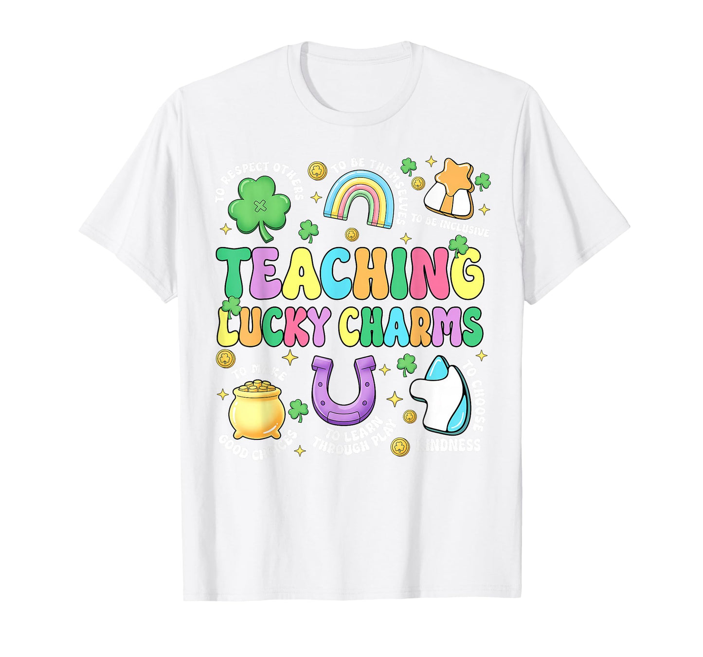 Funny Teaching Lucky Charms Teacher Groovy St Patricks Day T-Shirt