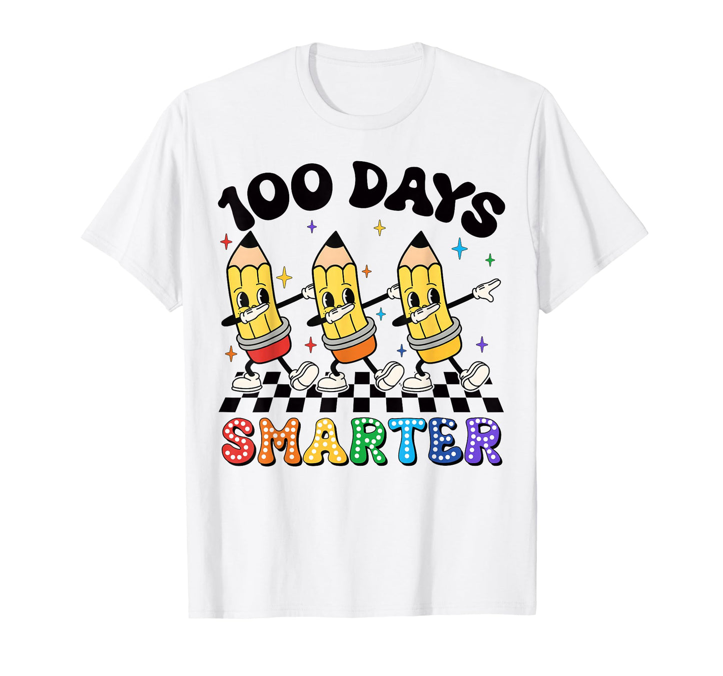 Groovy Dabbing Pencil 100 Days of School Boys Girls Teacher T-Shirt