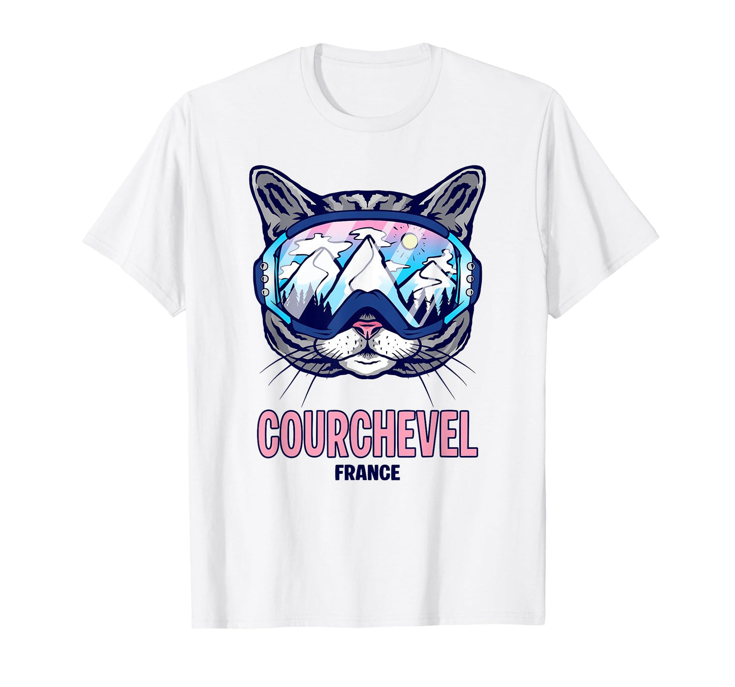 Courchevel Cat Ski Goggles Mountain Panorama T-Shirt