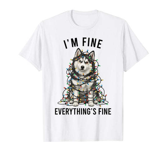 Pomsky Christmas I'm Fine Everything is Fine T-Shirt