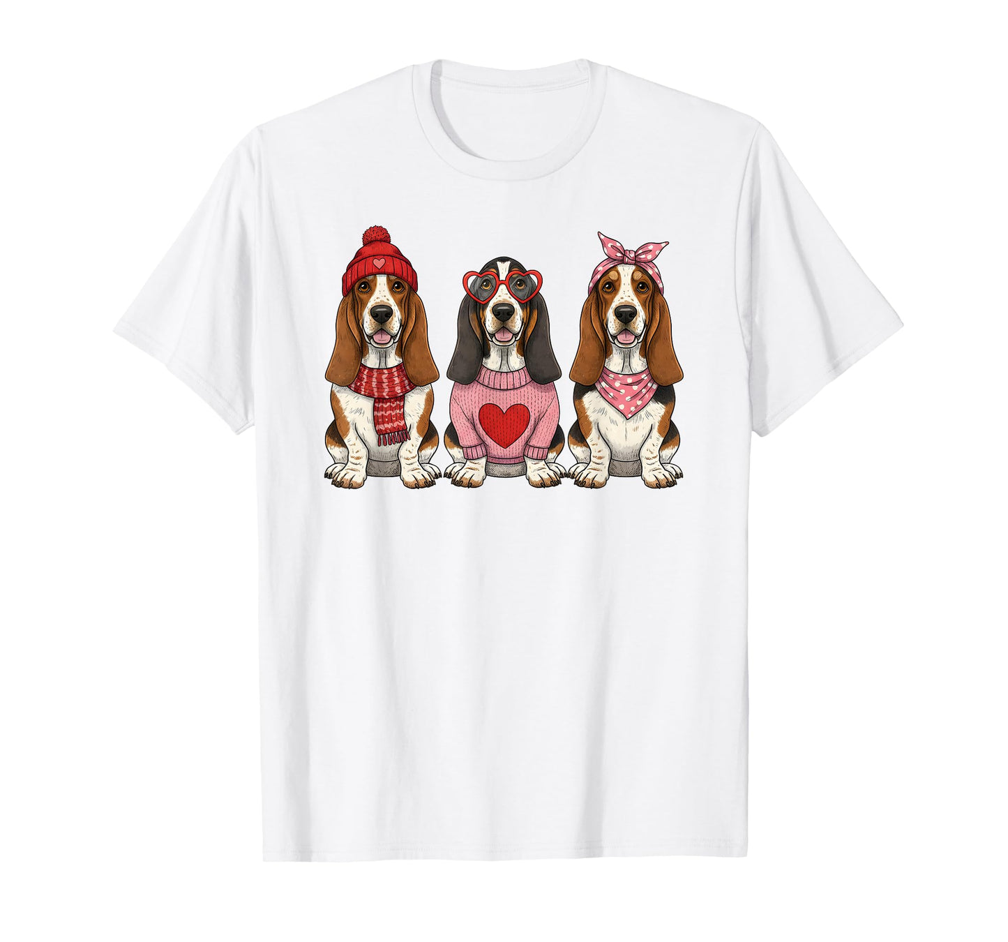 Cute Basset Hound Valentine Dog T-Shirt