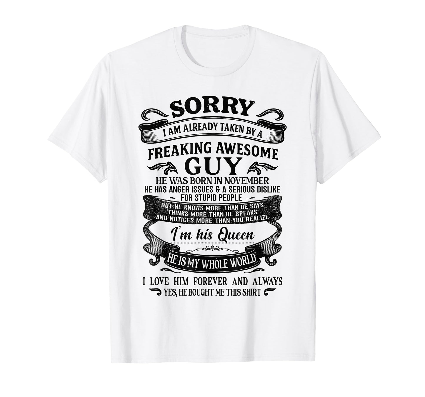 I Am Already Taken by Freaking Awesome Guy Born in November T-Shirt