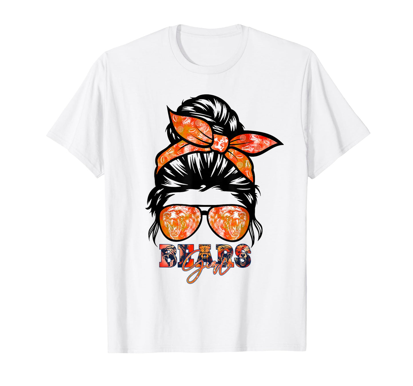 Retro Bears Girl Messy Bun Sports Team Matching Outfit T-Shirt