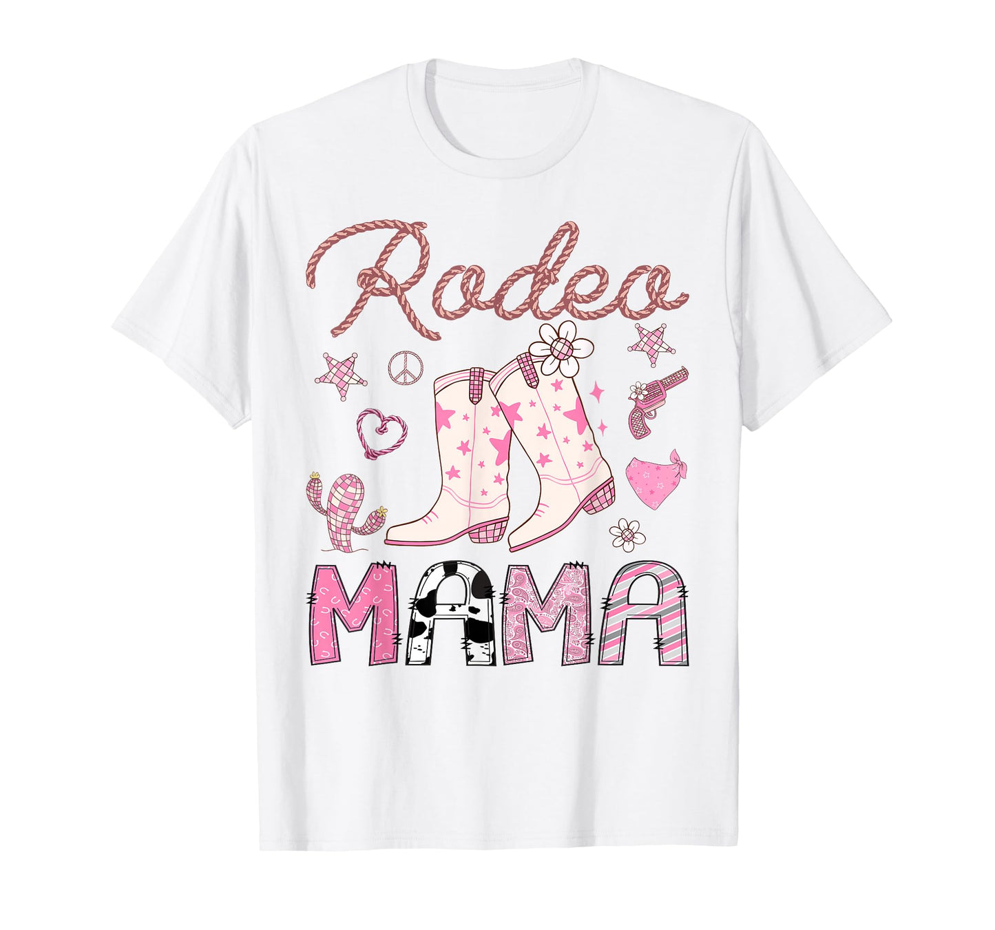 Rodeo Mama Pink Cowgirl Coquette Boots Birthday Girl T-Shirt