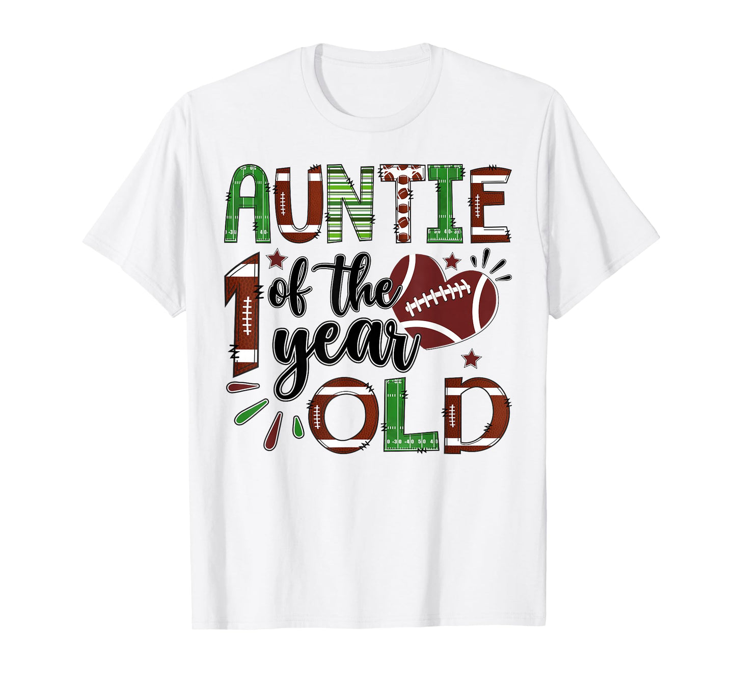 Auntie of The 1 Year Old Football 1st Birthday Boy Matching T-Shirt