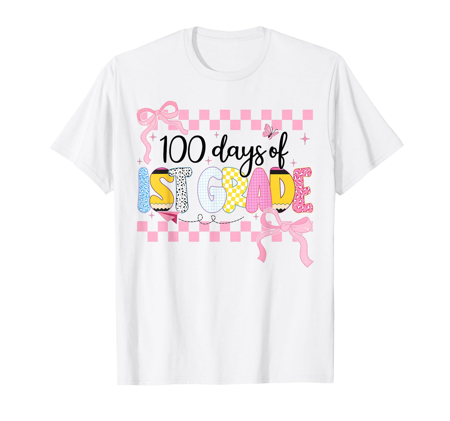 100 Days of 1st Grade Coquette Bow Groovy Teacher Girl Women T-Shirt