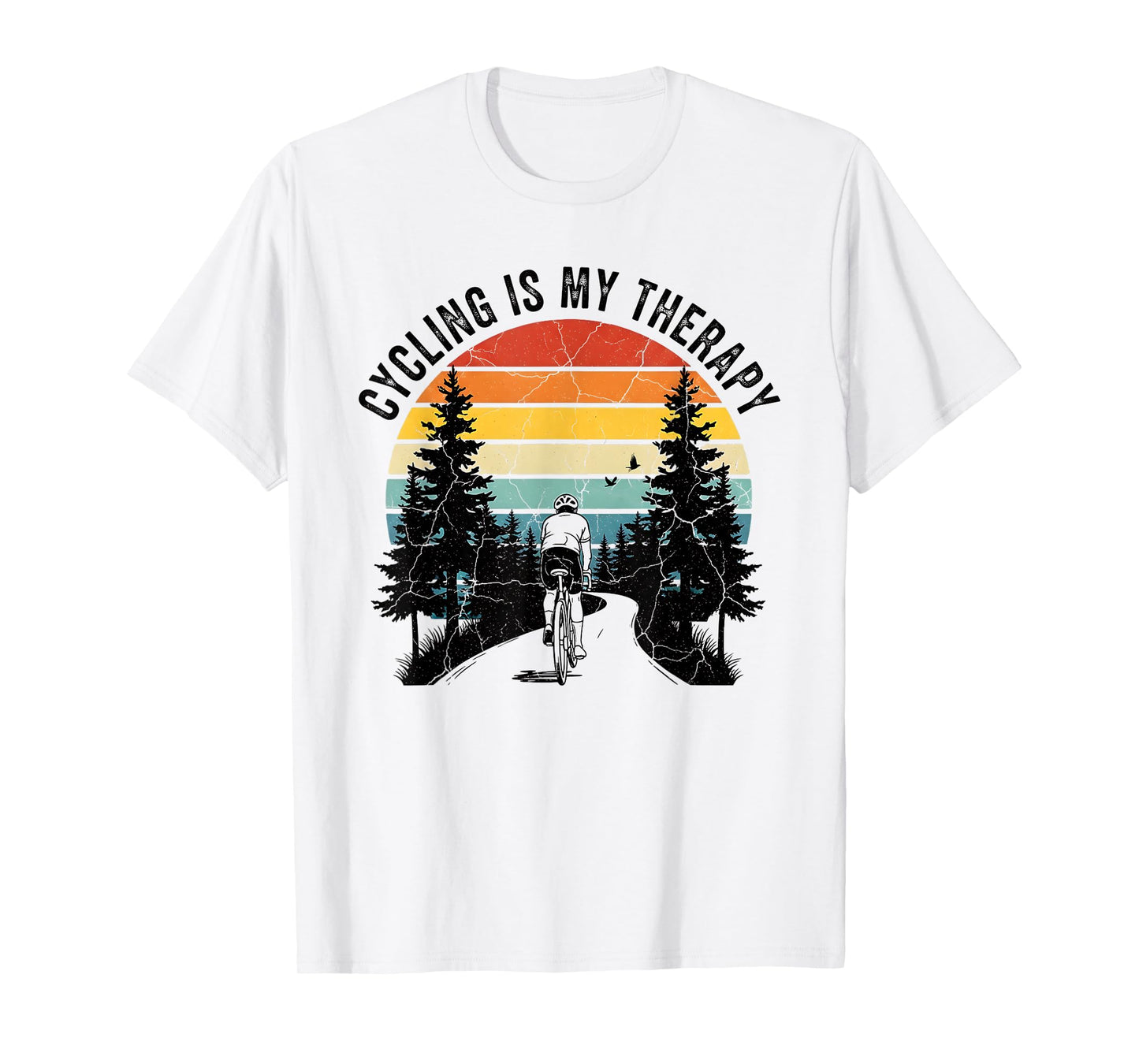 Funny Bike Lover Bicycling Outdoors Cycling is My Therapy T-Shirt