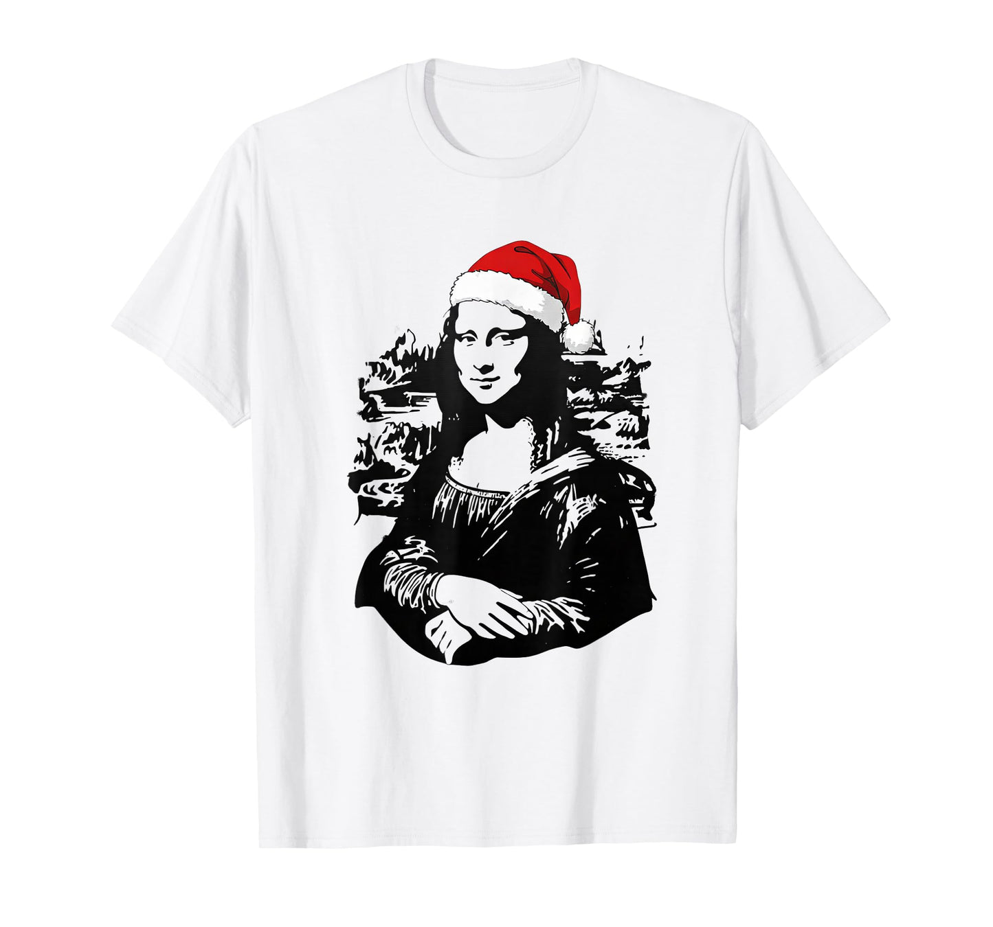 Leonardo Da Vinci Santa Mona Lisa Funny Christmas Street Art T-Shirt