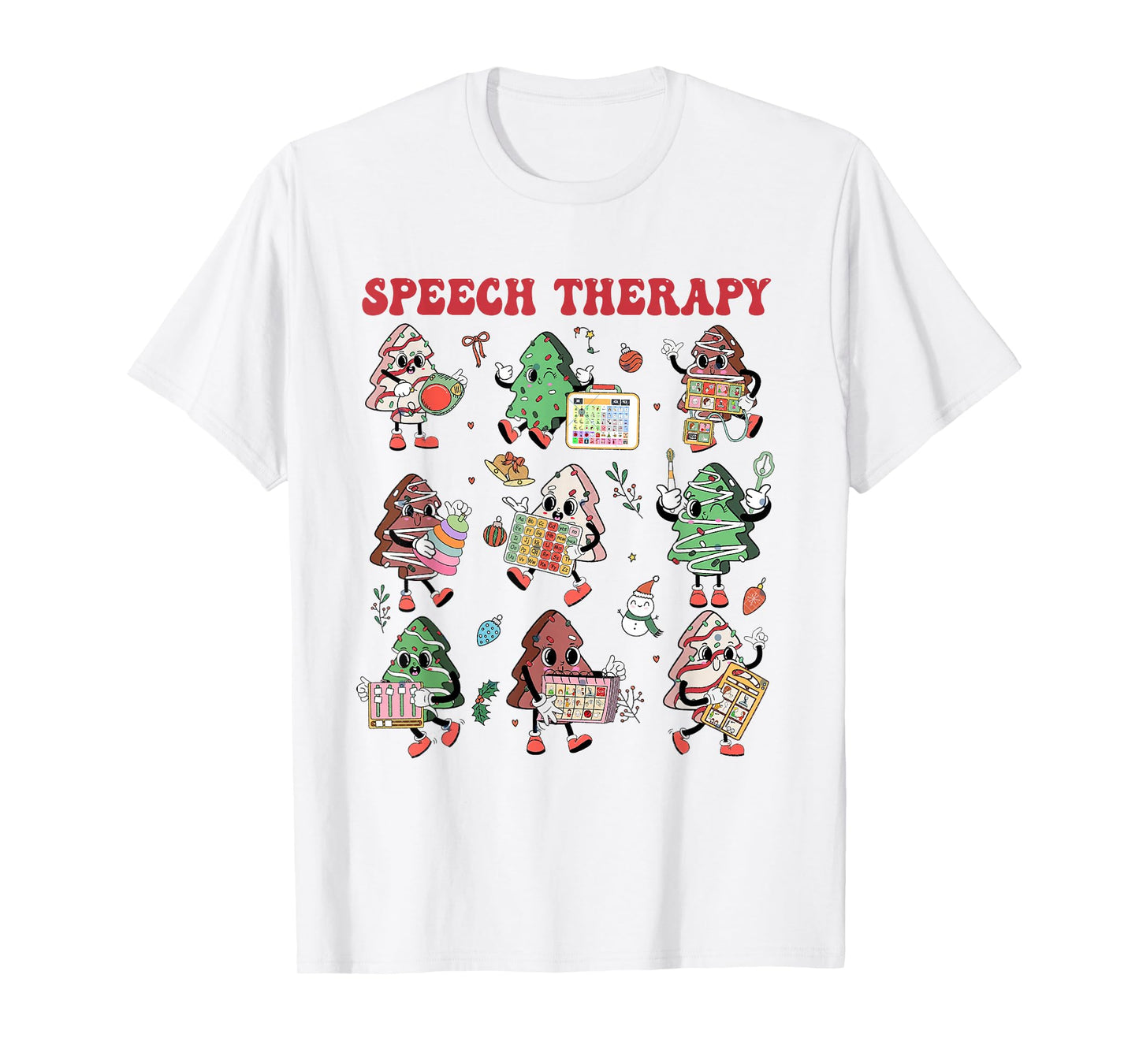 Cute Speech Therapy Christmas SLP Speech Pathologist T-Shirt