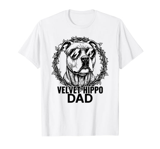 Velvet Hippo Dad Pitbull Dog Owner T-Shirt