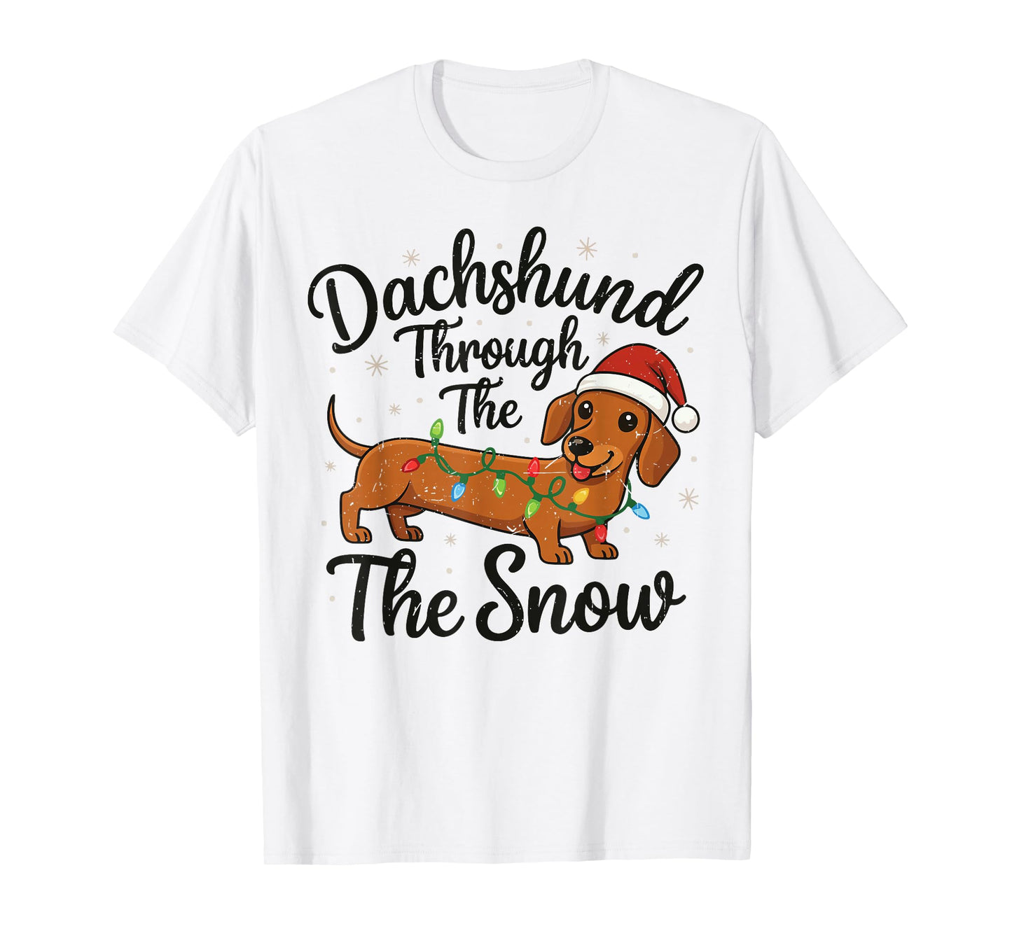 Mini Dachshund Through Snow Christmas Pajamas Pjs Weiner Dog T-Shirt
