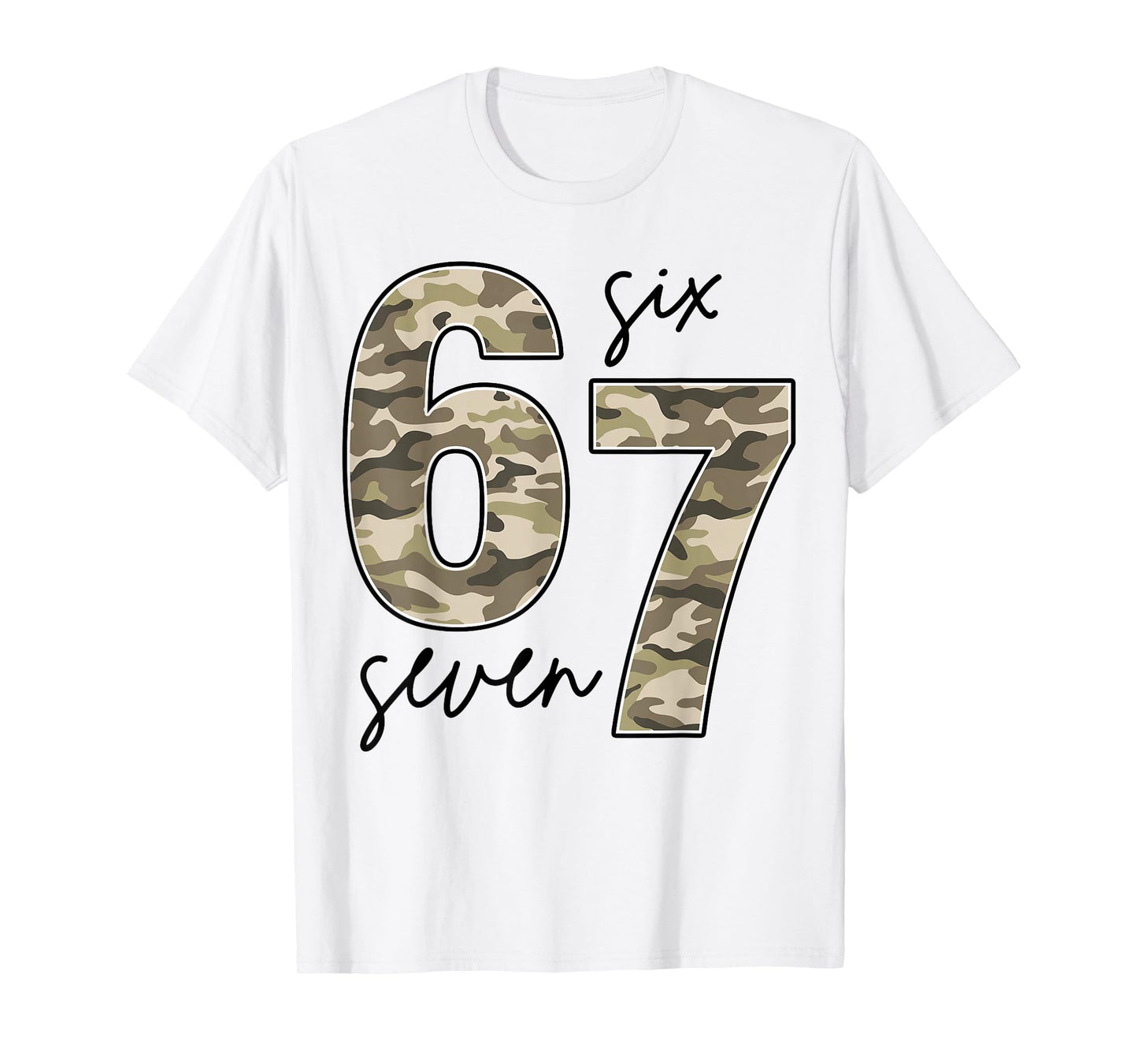Funny Camo Six Seven 67 Meme T-Shirt