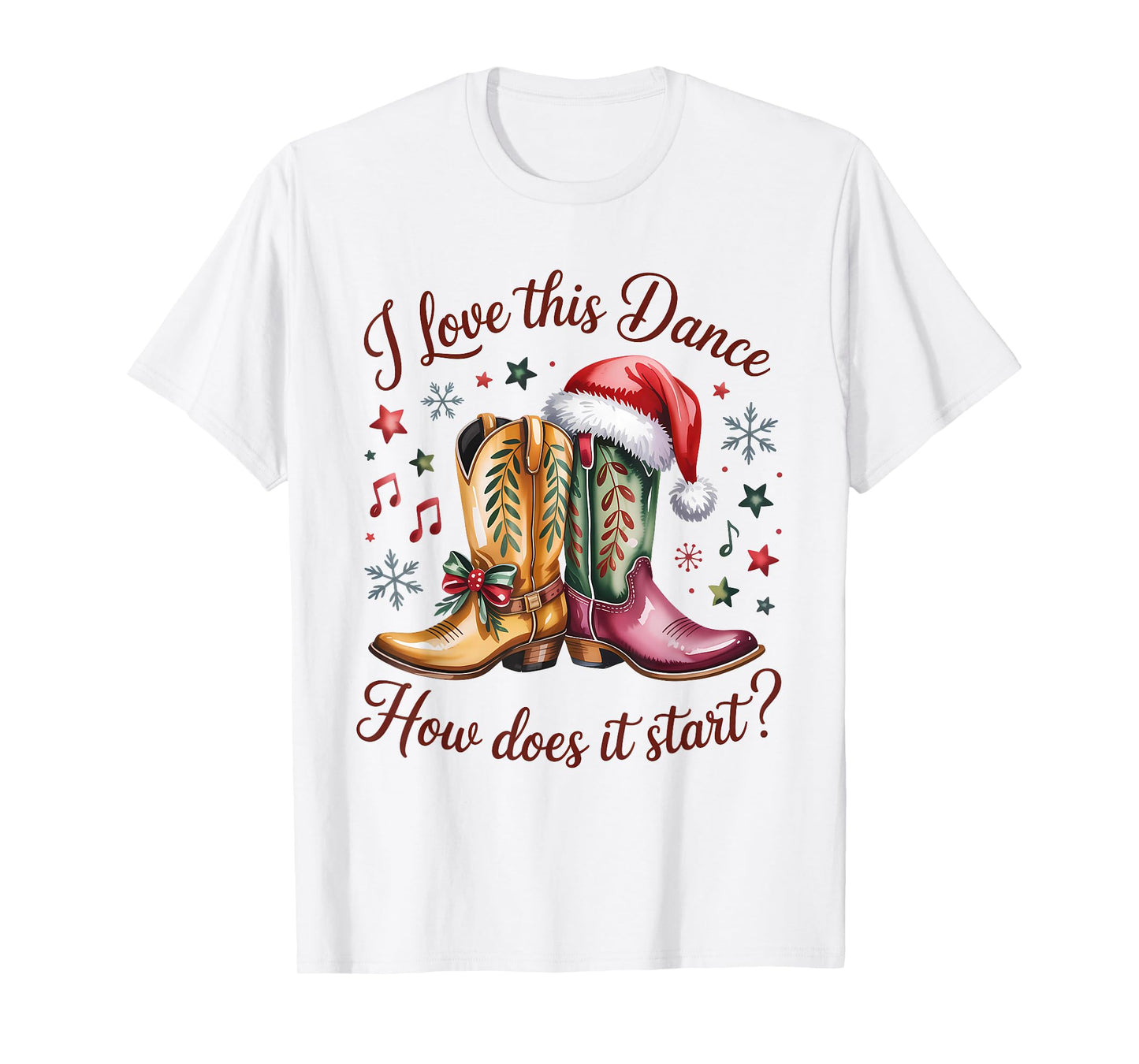 I Love This Dance How Does It Start Line Dance Christmas T-Shirt