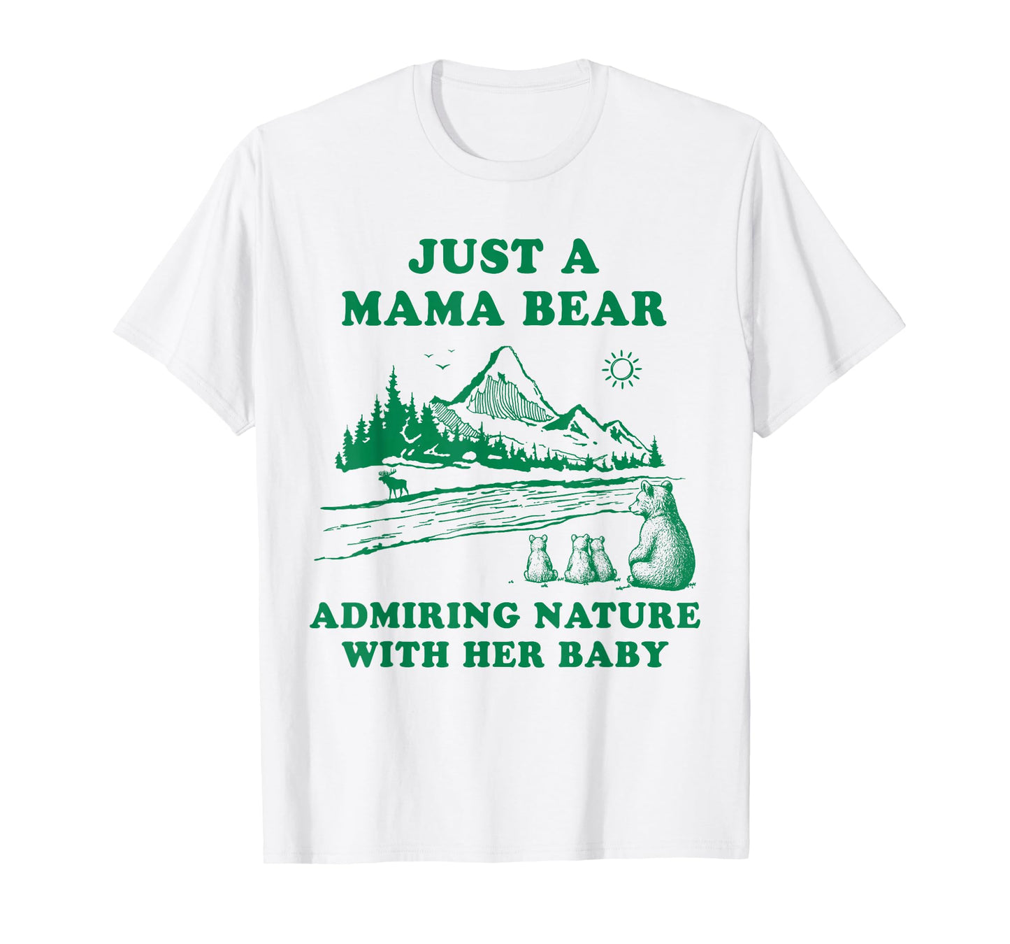 Mama Bear Admiring Nature with Her Baby Hiking Mom Wildlife T-Shirt
