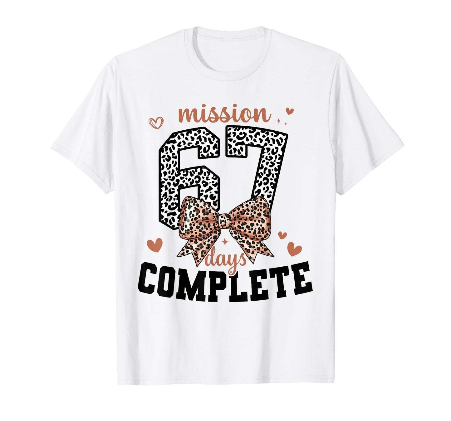 Mission 67 Days Complete Back to School Bow Leopard Print T-Shirt