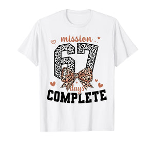 Mission 67 Days Complete Back to School Bow Leopard Print T-Shirt