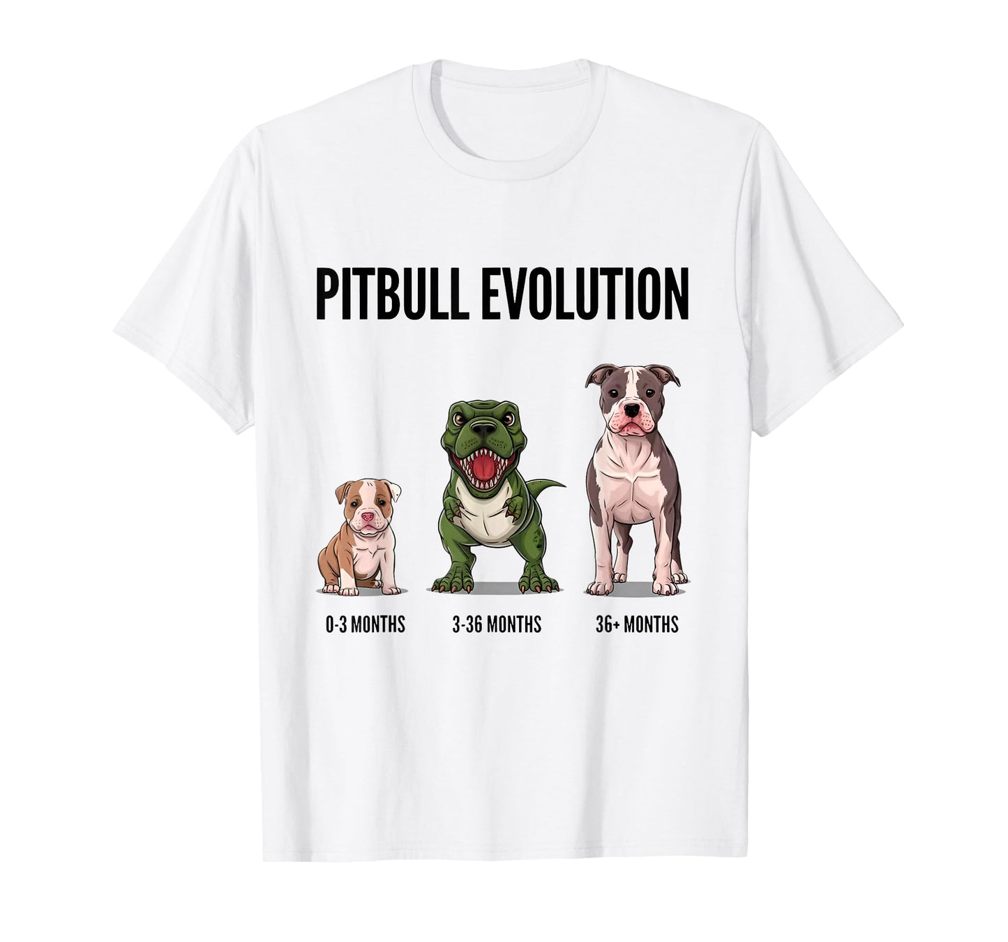 Pitbull Evolution Funny Pitbull and Dinosaur T-Shirt