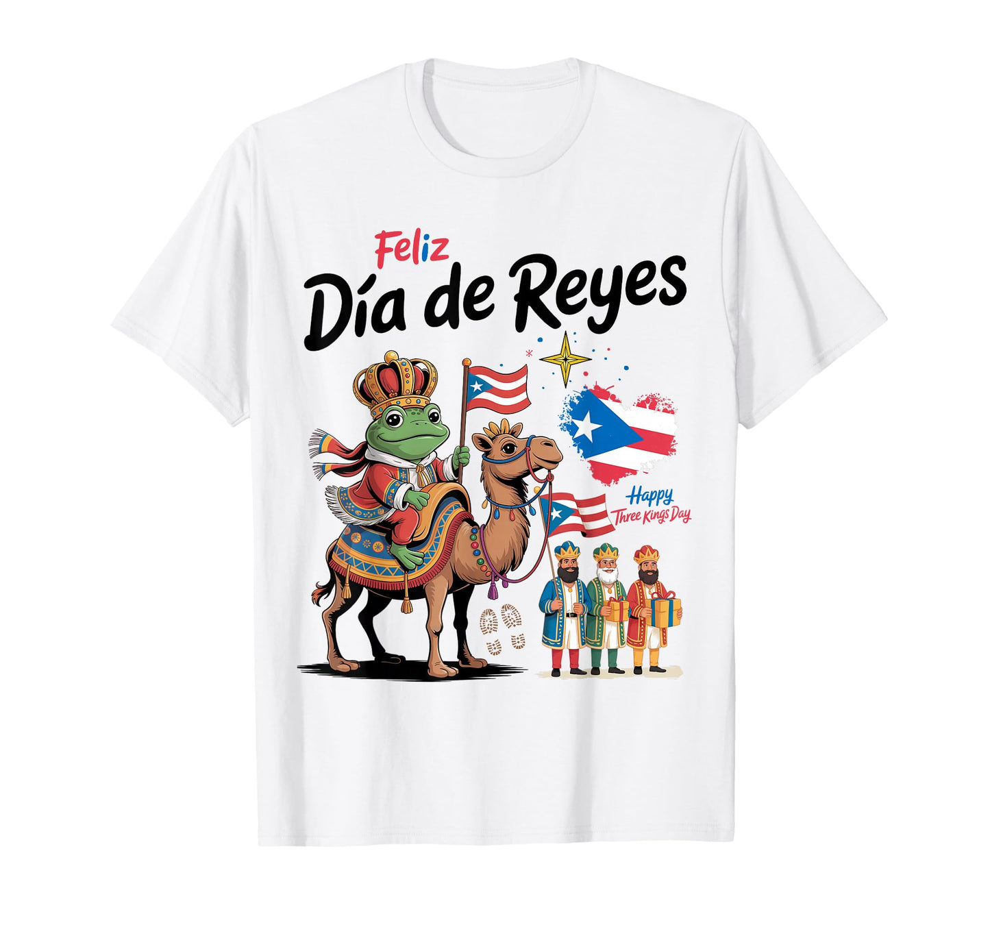 Three Kings Day Puerto Rican Women Idea & Coqui Frog Boricua T-Shirt