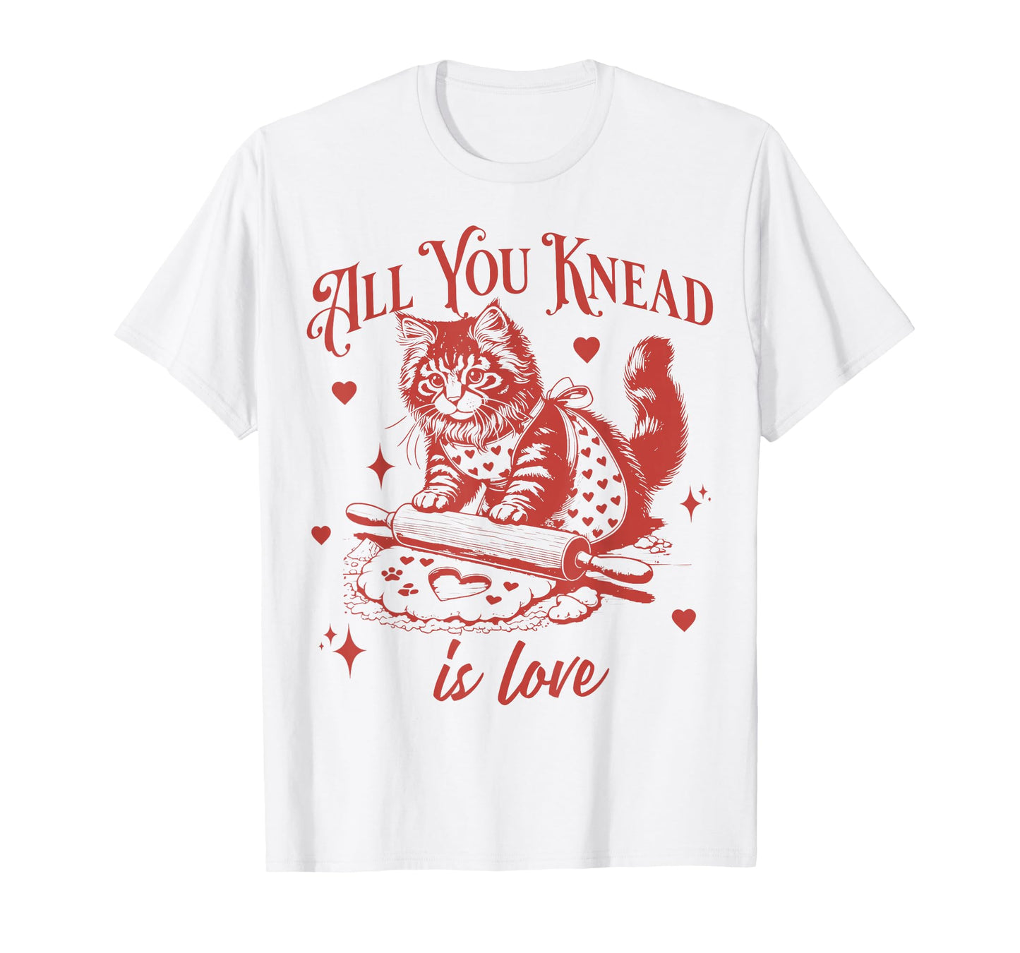 Vintage Cat Biscuits Kneading Dough Valentine's Day T-Shirt