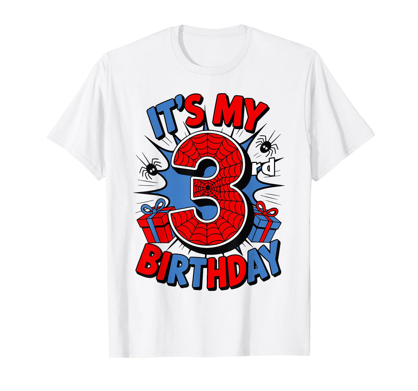 It's My 3rd Birthday Spider Theme Party 3 Year Old Boys Kids T-Shirt